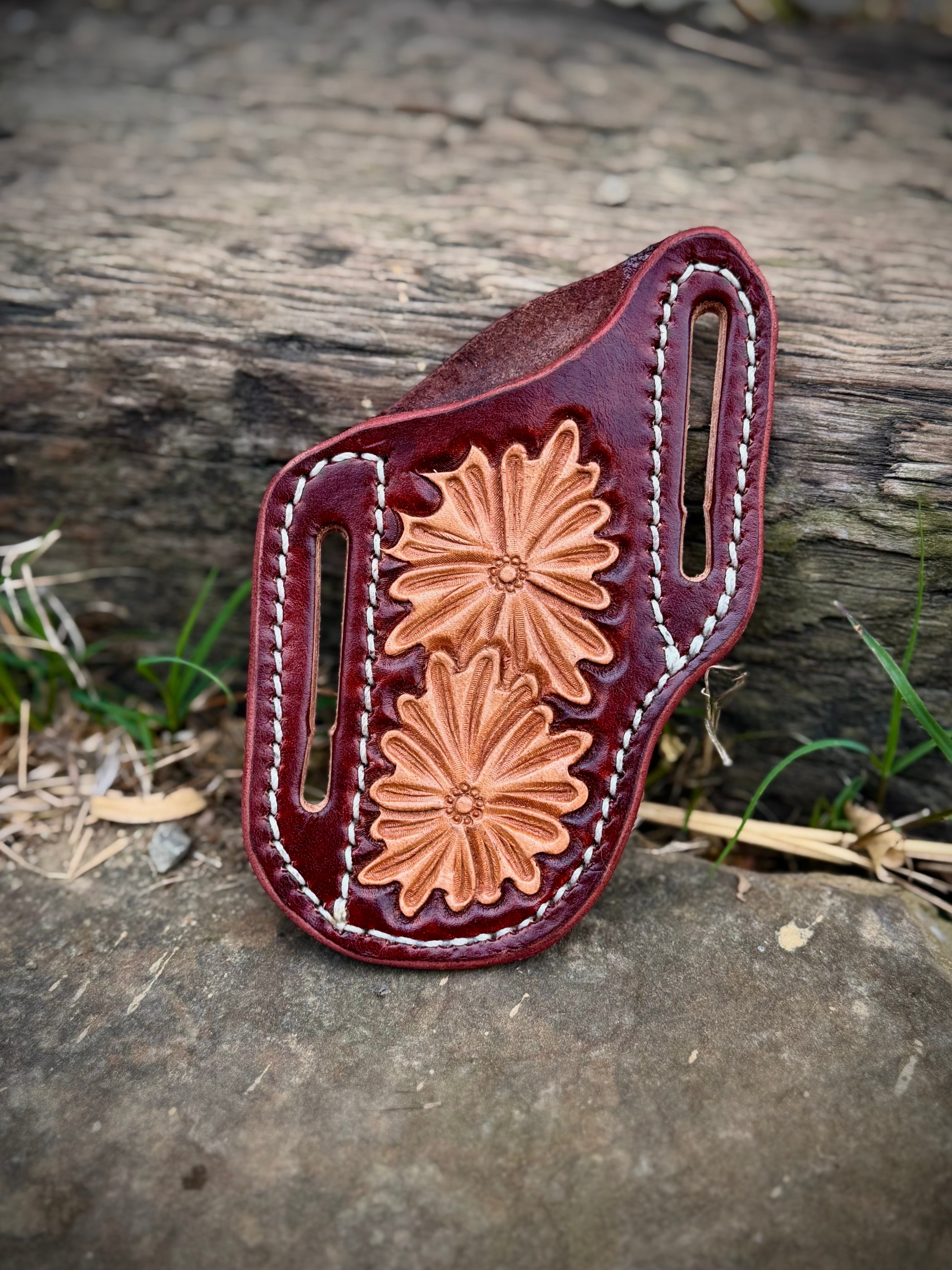 Mahogany & Natural Floral Knife Sheath